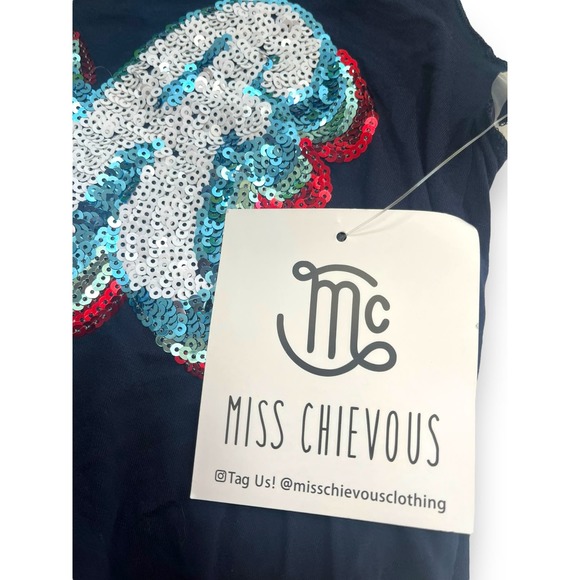 Miss Chievous *USA* sequin Tank Top | Sz Womens M, Navy Blue NEW N1 - Picture 9 of 10
